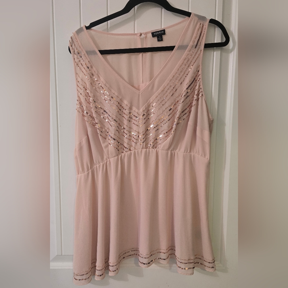 Torrid Blush Pink Sequin Sleeveless Blouse – Size 1